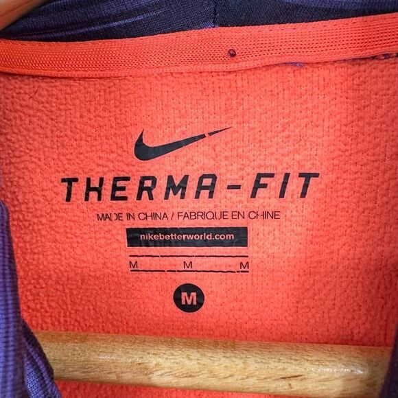 Nike Therma-Fit Orange Purple Hoodie Sweatshirt Womens Size Medium Thumbholes - Picture 3 of 9